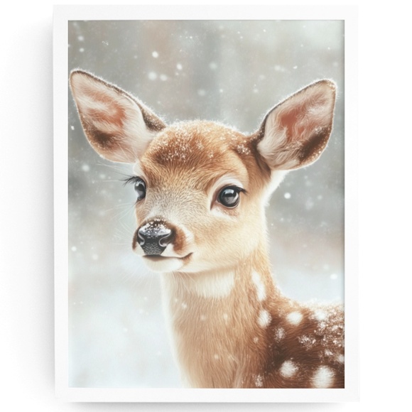 Deer Fawn Wall Art Print Poster Unframed - Watercolor Animal Print - Picture 1 of 9
